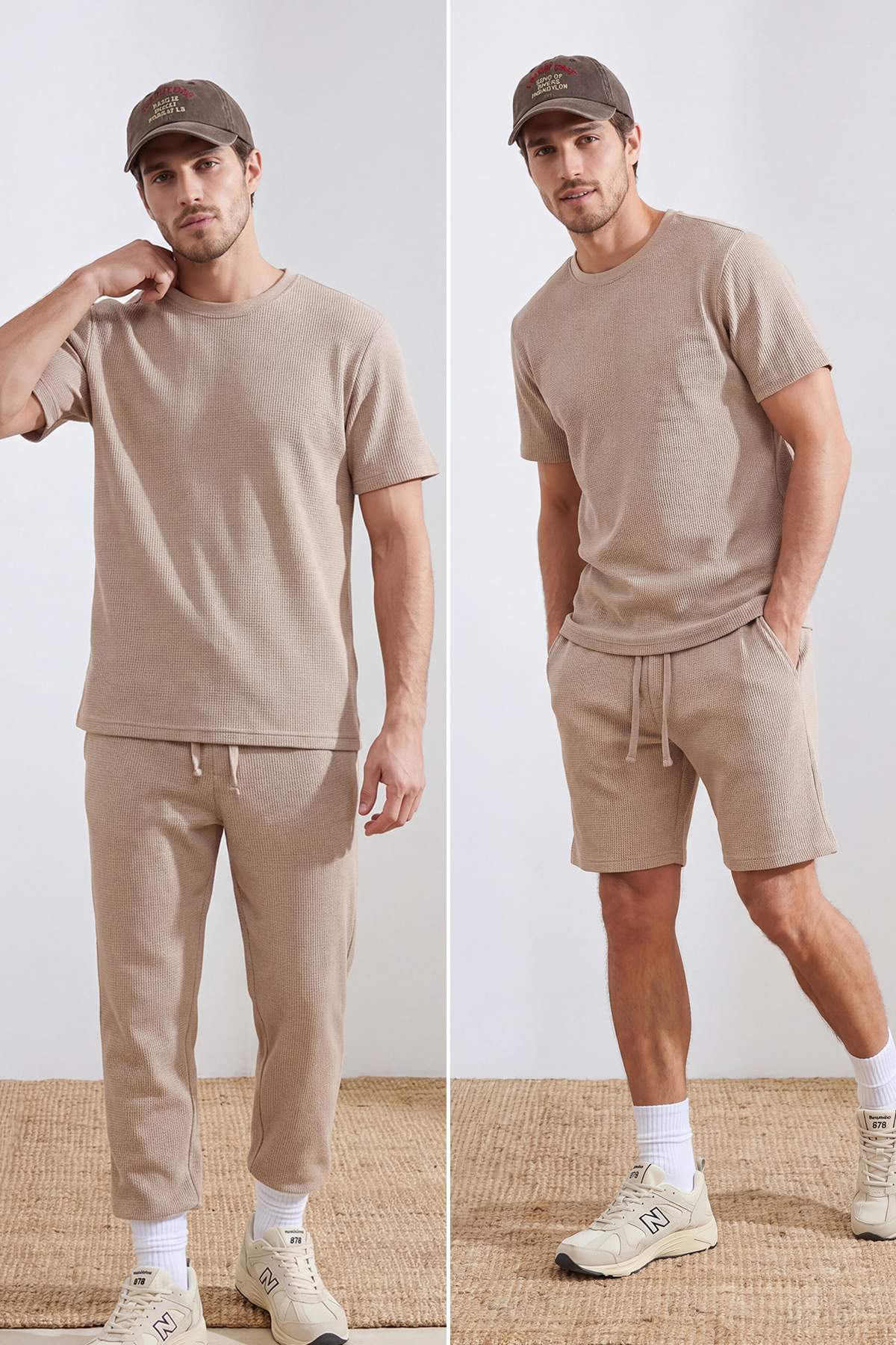 Trendyol Beige Regular Cut 3-Pack Textured Tracksuit Set Tmnss26Em00002