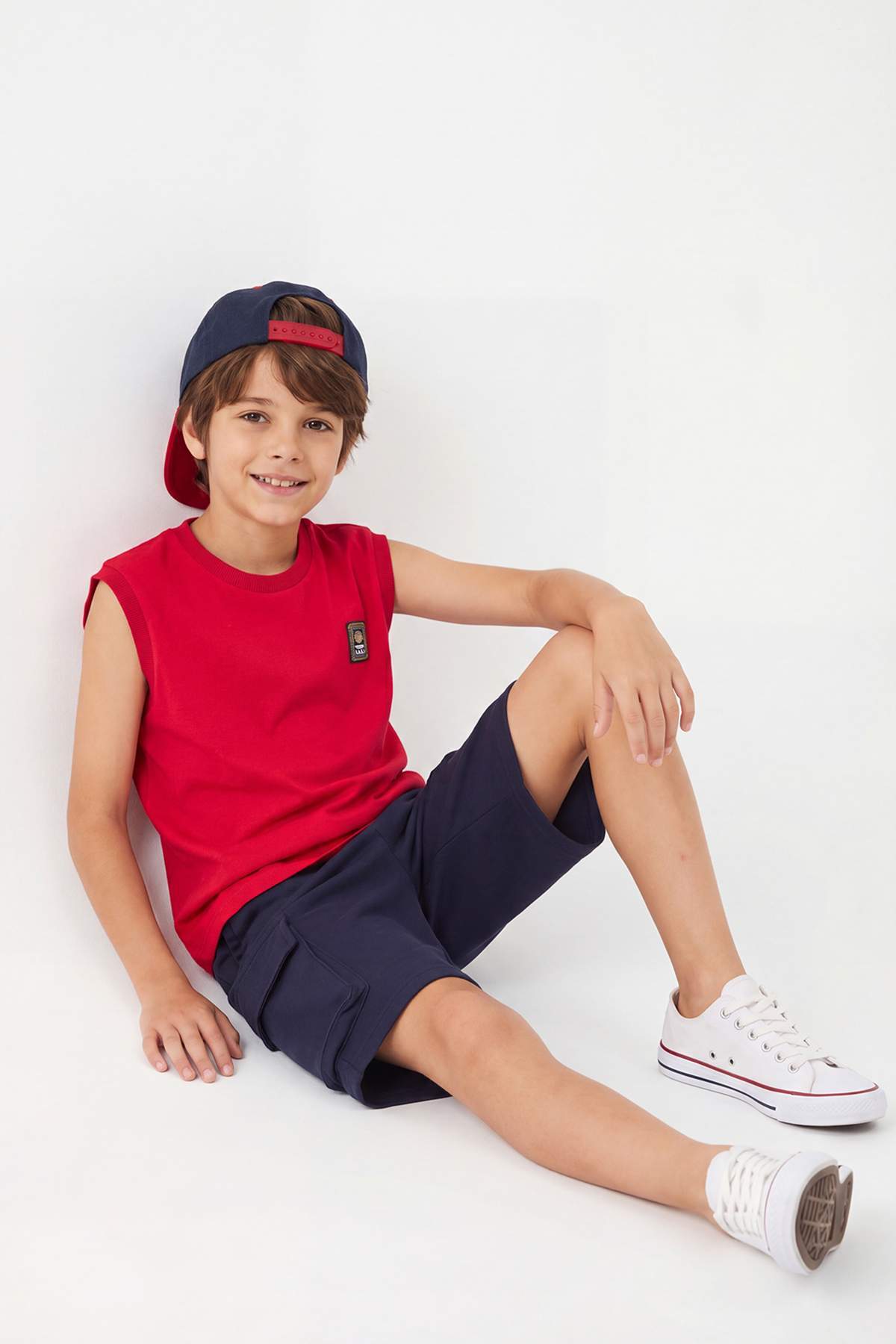 Trendyol Red Boy 1 Cotton April 23 Tshirt/Shorts Knitted Bottom-Top Set Tkdss25Au00026