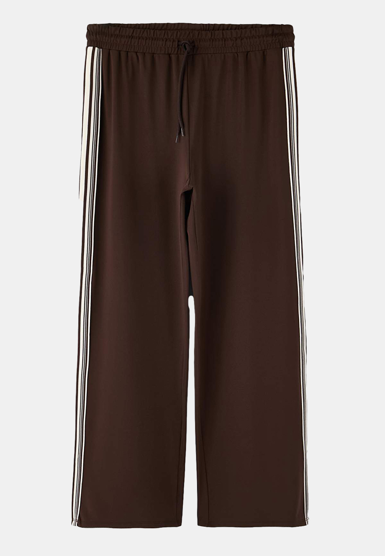 Trendyol Brown High Waist Striped Diver/Scuba Fabric Sports Knitted Sweatpants Tbbss25Aj00004
