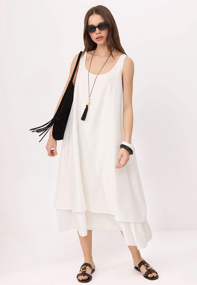 Trendyol Ecru Midi Woven Dress Twoss26El741