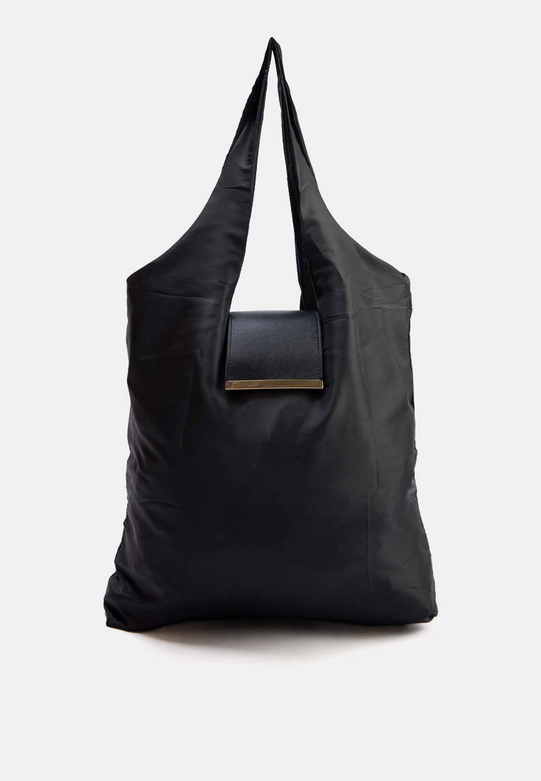 Trendyol Black 50X60 Cm Foldable Parachute Fabric Maxi Tote Charm Shoulder Bag Takss26Oc00068