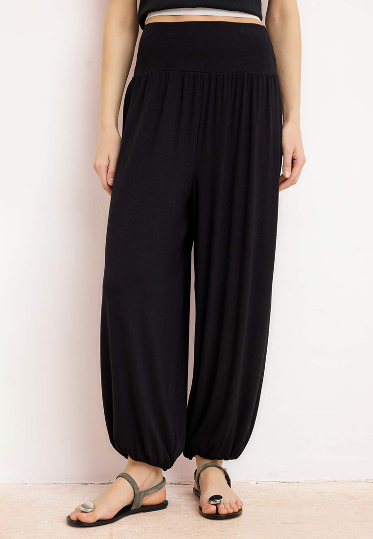 Trendyol Black Carrot/Shalwar Elastic High Waist Elastic Leg Soft Knitted Trousers Twoss26Pl99