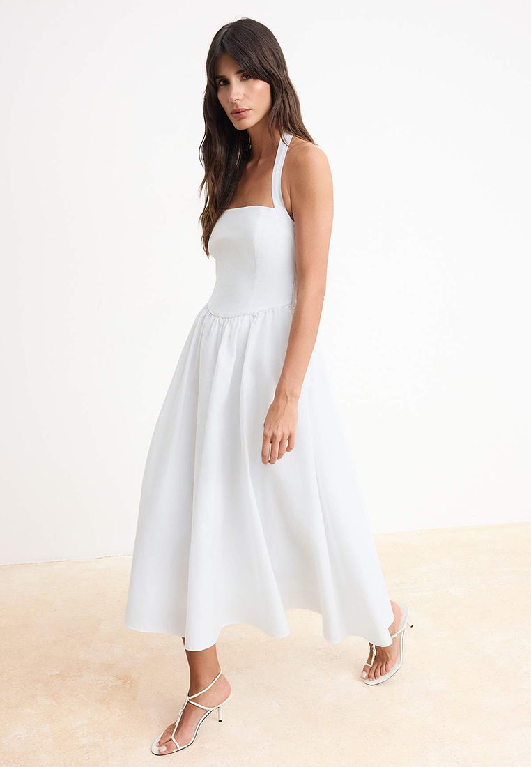 Trendyol White Plain Maxi Woven Dress Twoss25El881