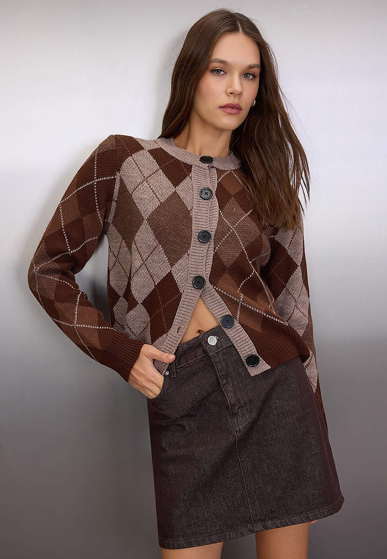 Trendyol Argyle Patterned Cardigan