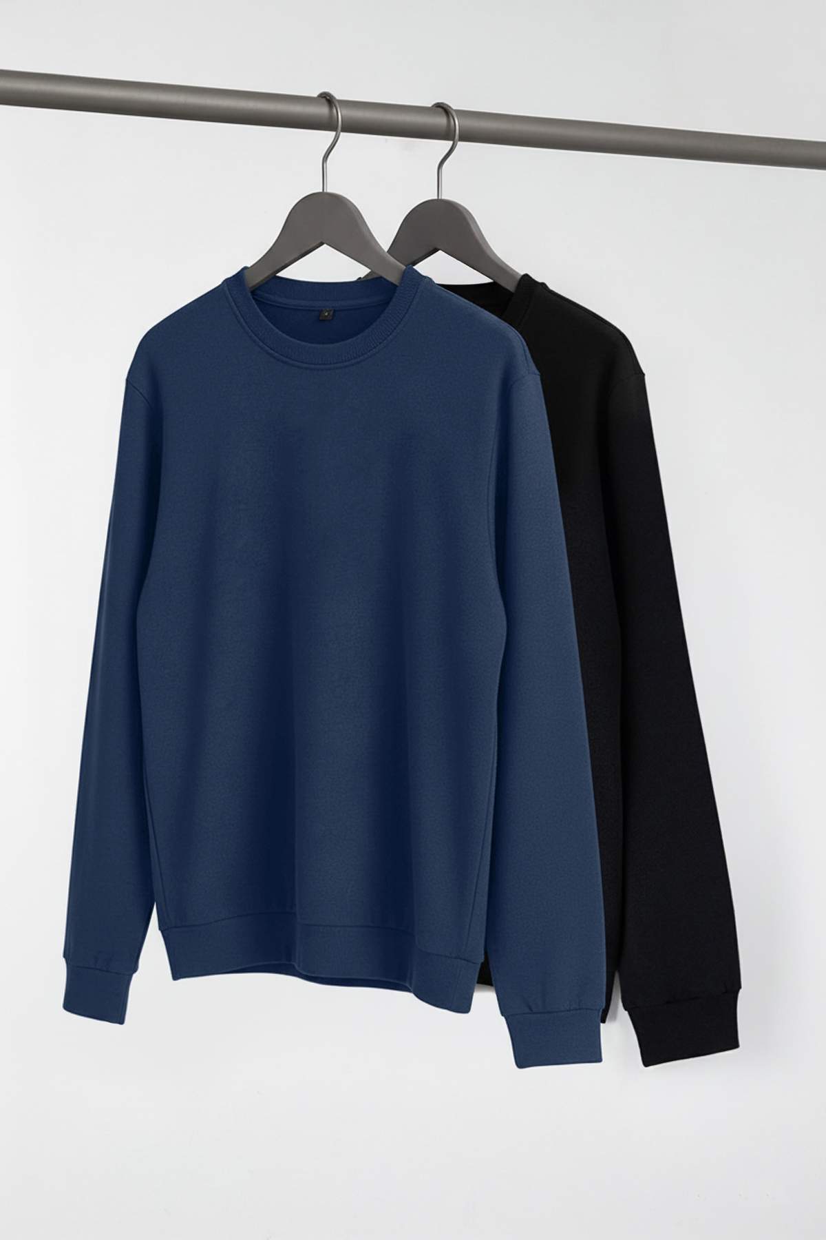Trendyol Black-Navy Blue 2-Pack Regular Fit Basic Plus Size Sweatshirt Tmnaw26Ao00001