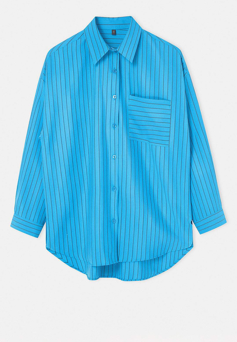 Trendyol Blue Oversize Striped Woven Shirt Tctss26Tg00056