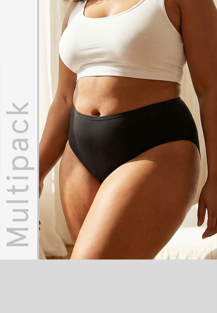 Trendyol Black 10-Pack Regular Waist Knitted Plus Size Panties Tbbss26Cm00027