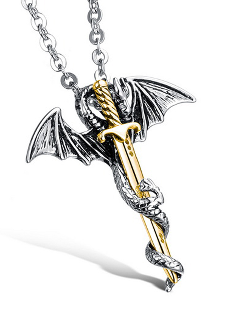 Trendyshop Dragon & Sword Pendants Necklace