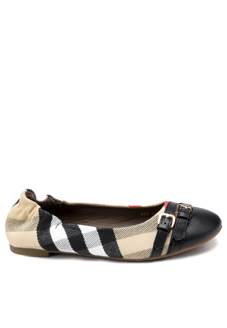 Twenty Eight Shoes Buckle Plaid Faux Leather Flat Ballerinas WW955-5