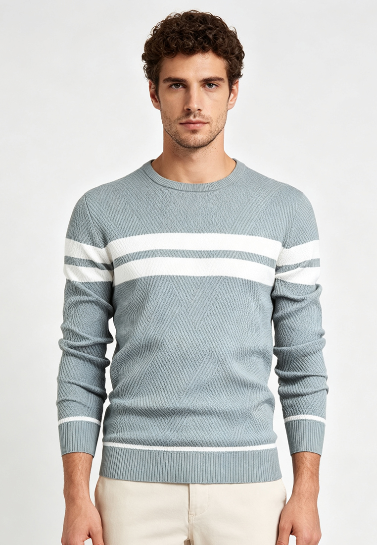 Twenty Eight Shoes Men's Colorblock Striped Knit Pullover AX207