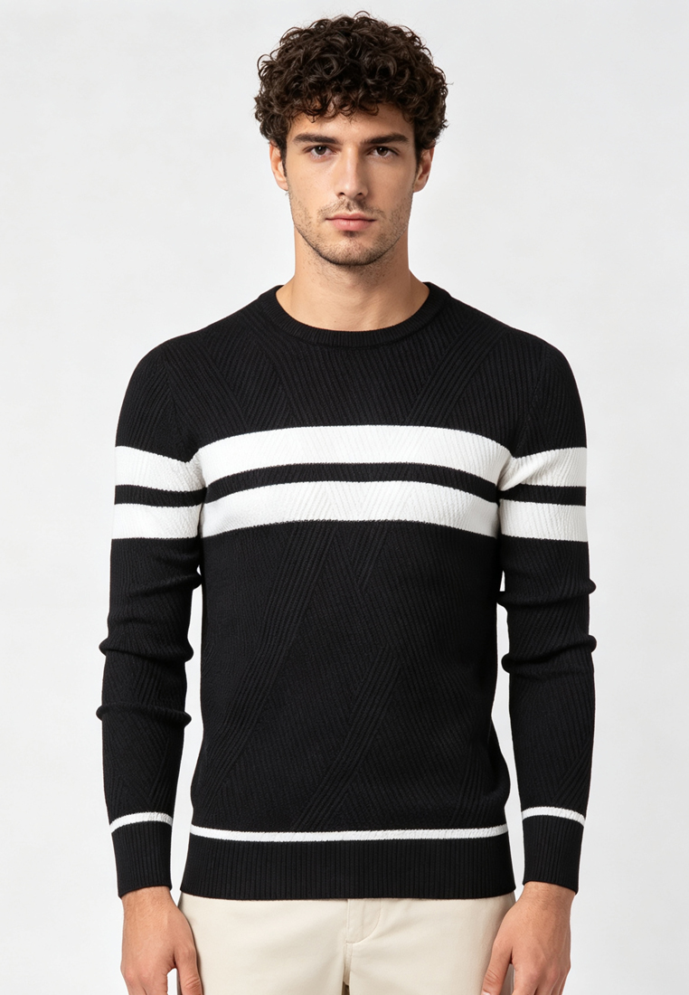 Twenty Eight Shoes Men's Colorblock Striped Knit Pullover AX207