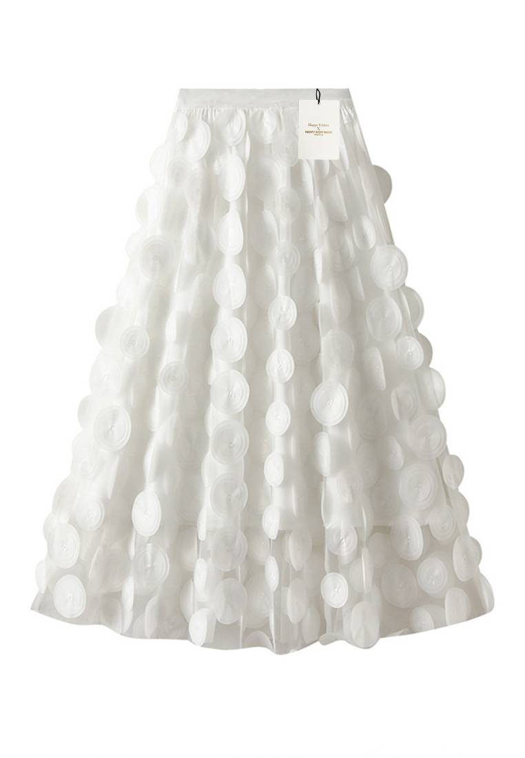 Twenty Eight Shoes 3D Polka Dot Mesh Midi Skirt AF0931
