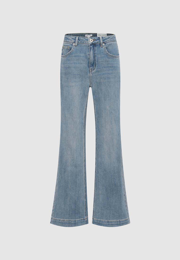 Urban Revivo High Rise Stretchy Flared Bootcut Jeans with Slight Elasticity
