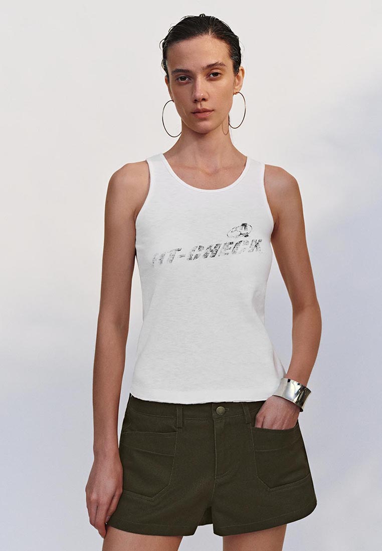 Urban Revivo Graphic Slogan Print Gym Tank Top