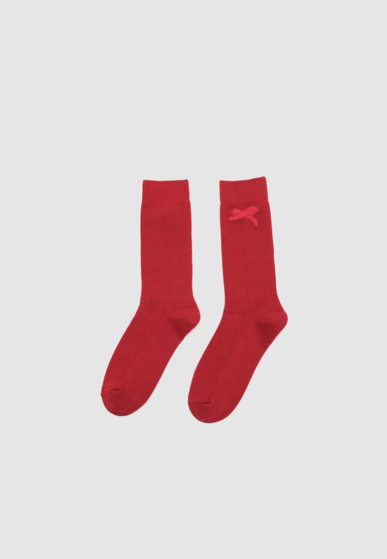 Urban Revivo Bow Detail Ribbed Slouchy Stretch Dress Socks