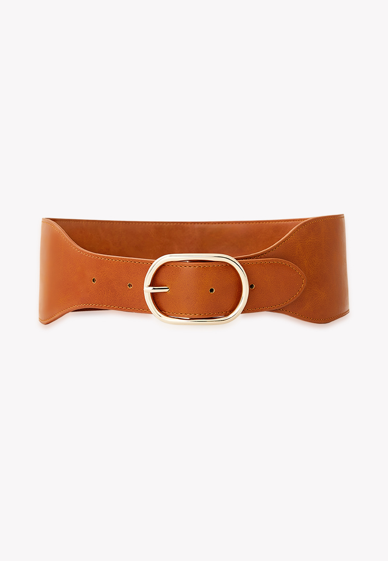 Victoria Hyde London Women's Wide Leather Waist Belt with Center Loop Buckle Heather - Brown