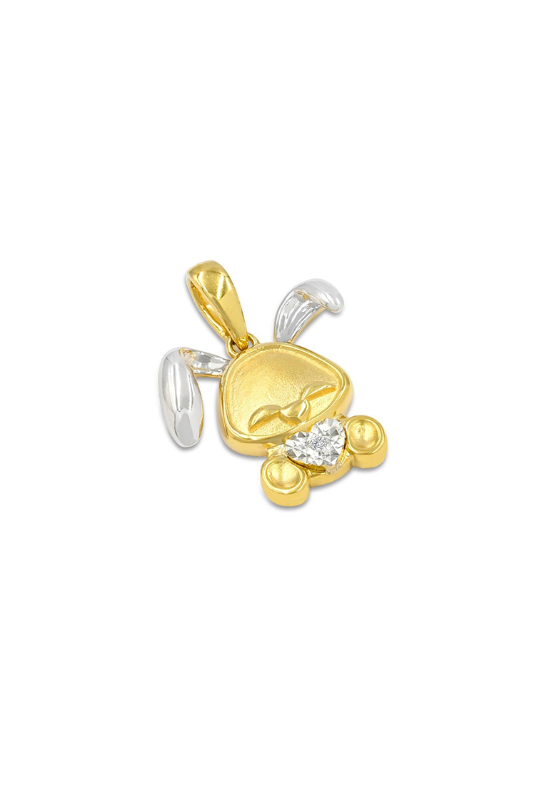 Wah Chan Diamondtalk 9k White & Yellow Gold A Peace Of Rabbit Diamond Pendant Pdt00088-a04