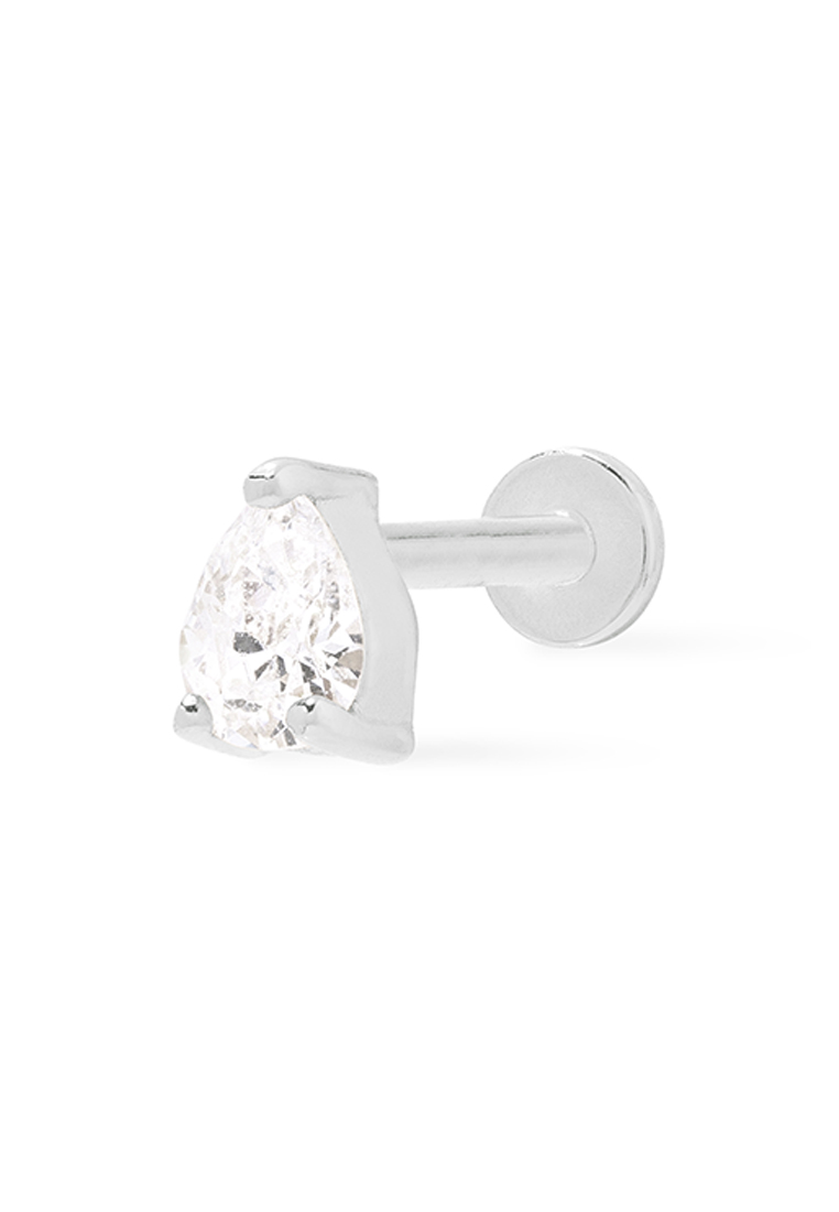 Wanderlust + Co Teardrop Silver 3mm Flat Back Earring