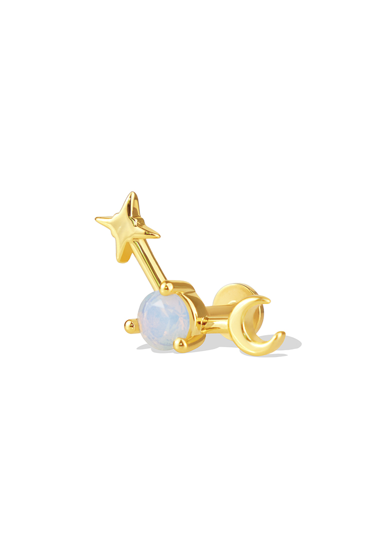 Wanderlust + Co Birthstone Constellation Gold Flat Back Earring - Oct