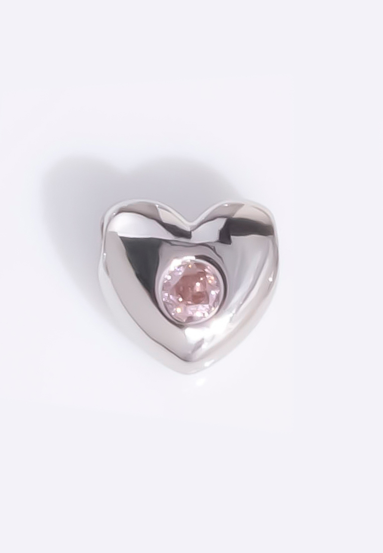 Wanderlust + Co Petite Birthstone Heart Bubble Silver Charm - October