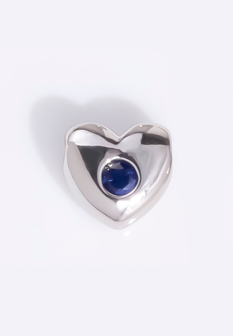 Wanderlust + Co Petite Birthstone Heart Bubble Silver Charm - September