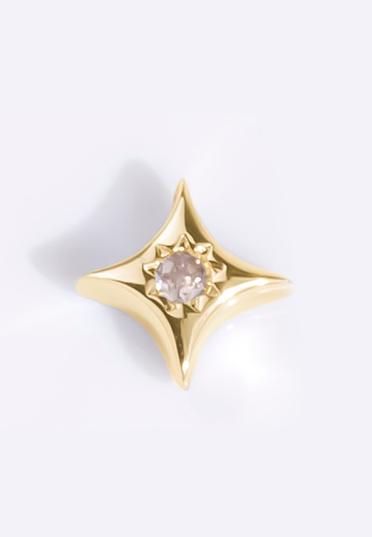Wanderlust + Co Petite Birthstone Star Bubble Gold Charm - January