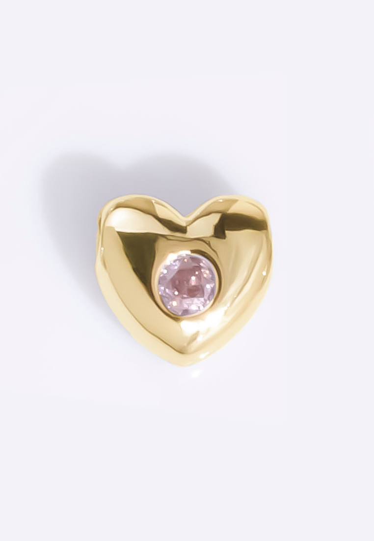 Wanderlust + Co Petite Birthstone Heart Bubble Gold Charm - October